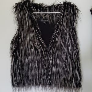 Black fluffy vest